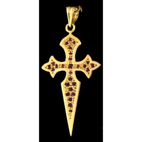 Cruz de Santiago oro muchos rubís